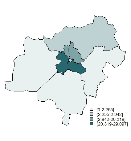 Poboación total por distritos
