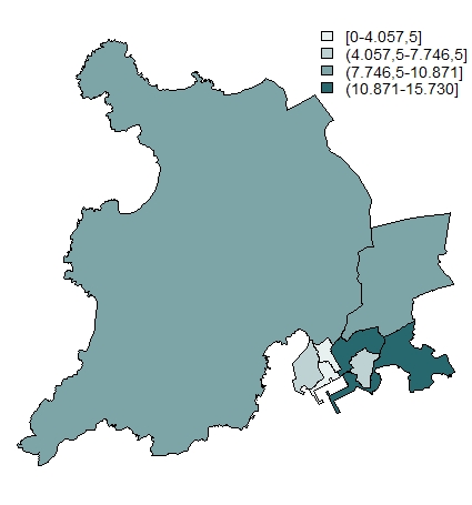 Poboación total por distritos