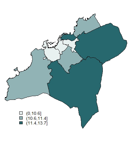 Taxa estandarizada de mortalidade por distritos