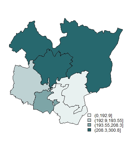 Número de pensionistas por mil habitantes por distritos